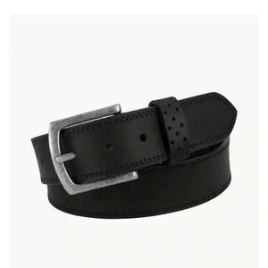 Florshein black leather belt with vintage silver buckle new tags size 36 casual